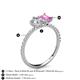 6 - Zahara GIA Certified 9x6 mm Pear Diamond and 7x5 mm Emerald Cut Lab Created Pink Sapphire 2 Stone Duo Ring 