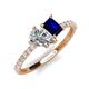 5 - Zahara IGI Certified 9x6 mm Pear Lab Grown Diamond and 7x5 mm Emerald Cut Lab Created Blue Sapphire 2 Stone Duo Ring 