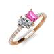 5 - Zahara IGI Certified 9x6 mm Pear Lab Grown Diamond and 7x5 mm Emerald Cut Lab Created Pink Sapphire 2 Stone Duo Ring 