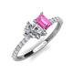 5 - Zahara IGI Certified 9x6 mm Pear Lab Grown Diamond and 7x5 mm Emerald Cut Lab Created Pink Sapphire 2 Stone Duo Ring 