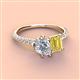 4 - Zahara IGI Certified 9x6 mm Pear Lab Grown Diamond and 7x5 mm Emerald Cut Lab Created Yellow Sapphire 2 Stone Duo Ring 