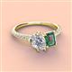 4 - Zahara IGI Certified 9x6 mm Pear Lab Grown Diamond and 7x5 mm Emerald Cut Lab Created Alexandrite 2 Stone Duo Ring 
