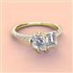4 - Zahara IGI Certified 9x6 mm Pear Lab Grown Diamond and 7x5 mm Emerald Cut Forever One Moissanite 2 Stone Duo Ring 