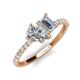 5 - Zahara IGI Certified 9x6 mm Pear Lab Grown Diamond and 7x5 mm Emerald Cut Forever One Moissanite 2 Stone Duo Ring 