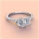 4 - Zahara IGI Certified 9x6 mm Pear Lab Grown Diamond and 7x5 mm Emerald Cut White Sapphire 2 Stone Duo Ring 