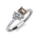 5 - Zahara IGI Certified 9x6 mm Pear Lab Grown Diamond and 7x5 mm Emerald Cut Smoky Quartz 2 Stone Duo Ring 