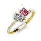 5 - Zahara IGI Certified 9x6 mm Pear Lab Grown Diamond and 7x5 mm Emerald Cut Pink Tourmaline 2 Stone Duo Ring 