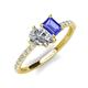 5 - Zahara IGI Certified 9x6 mm Pear Lab Grown Diamond and 7x5 mm Emerald Cut Tanzanite 2 Stone Duo Ring 