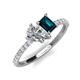 5 - Zahara IGI Certified 9x6 mm Pear Lab Grown Diamond and 7x5 mm Emerald Cut London Blue Topaz 2 Stone Duo Ring 
