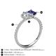6 - Zahara IGI Certified 9x6 mm Pear Lab Grown Diamond and 7x5 mm Emerald Cut Iolite 2 Stone Duo Ring 