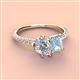 4 - Zahara IGI Certified 9x6 mm Pear Lab Grown Diamond and 7x5 mm Emerald Cut Aquamarine 2 Stone Duo Ring 