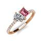 5 - Zahara IGI Certified 9x6 mm Pear Lab Grown Diamond and 7x5 mm Emerald Cut Pink Tourmaline 2 Stone Duo Ring 