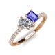 5 - Zahara IGI Certified 9x6 mm Pear Lab Grown Diamond and 7x5 mm Emerald Cut Tanzanite 2 Stone Duo Ring 