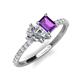 5 - Zahara IGI Certified 9x6 mm Pear Lab Grown Diamond and 7x5 mm Emerald Cut Amethyst 2 Stone Duo Ring 