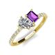 5 - Zahara IGI Certified 9x6 mm Pear Lab Grown Diamond and 7x5 mm Emerald Cut Amethyst 2 Stone Duo Ring 