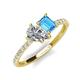 5 - Zahara IGI Certified 9x6 mm Pear Lab Grown Diamond and 7x5 mm Emerald Cut Blue Topaz 2 Stone Duo Ring 
