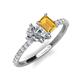 5 - Zahara IGI Certified 9x6 mm Pear Lab Grown Diamond and 7x5 mm Emerald Cut Citrine 2 Stone Duo Ring 