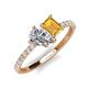 5 - Zahara IGI Certified 9x6 mm Pear Lab Grown Diamond and 7x5 mm Emerald Cut Citrine 2 Stone Duo Ring 