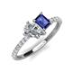 5 - Zahara IGI Certified 9x6 mm Pear Lab Grown Diamond and 7x5 mm Emerald Cut Iolite 2 Stone Duo Ring 