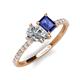 5 - Zahara IGI Certified 9x6 mm Pear Lab Grown Diamond and 7x5 mm Emerald Cut Iolite 2 Stone Duo Ring 