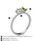 6 - Zahara IGI Certified 9x6 mm Pear Lab Grown Diamond and 7x5 mm Emerald Cut Peridot 2 Stone Duo Ring 