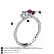 6 - Zahara IGI Certified 9x6 mm Pear Lab Grown Diamond and 7x5 mm Emerald Cut Rhodolite Garnet 2 Stone Duo Ring 
