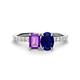 1 - Galina 7x5 mm Emerald Cut Amethyst and 8x6 mm Oval Blue Sapphire 2 Stone Duo Ring 