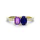 1 - Galina 7x5 mm Emerald Cut Amethyst and 8x6 mm Oval Blue Sapphire 2 Stone Duo Ring 