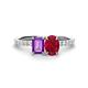 1 - Galina 7x5 mm Emerald Cut Amethyst and 8x6 mm Oval Ruby 2 Stone Duo Ring 