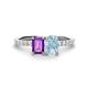 1 - Galina 7x5 mm Emerald Cut Amethyst and 8x6 mm Oval Aquamarine 2 Stone Duo Ring 