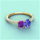 4 - Galina 7x5 mm Emerald Cut Amethyst and 8x6 mm Oval Tanzanite 2 Stone Duo Ring 