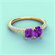 4 - Galina 7x5 mm Emerald Cut and 8x6 mm Oval Amethyst 2 Stone Duo Ring 