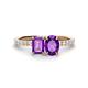 1 - Galina 7x5 mm Emerald Cut and 8x6 mm Oval Amethyst 2 Stone Duo Ring 