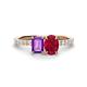 1 - Galina 7x5 mm Emerald Cut Amethyst and 8x6 mm Oval Ruby 2 Stone Duo Ring 