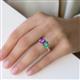 3 - Galina 7x5 mm Emerald Cut Amethyst and 8x6 mm Oval Lab Created Alexandrite 2 Stone Duo Ring 