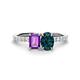 1 - Galina 7x5 mm Emerald Cut Amethyst and 8x6 mm Oval London Blue Topaz 2 Stone Duo Ring 