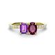 1 - Galina 7x5 mm Emerald Cut Amethyst and 8x6 mm Oval Rhodolite Garnet 2 Stone Duo Ring 