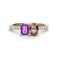 1 - Galina 7x5 mm Emerald Cut Amethyst and 8x6 mm Oval Smoky Quartz 2 Stone Duo Ring 