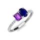 5 - Galina 7x5 mm Emerald Cut Amethyst and 8x6 mm Oval Blue Sapphire 2 Stone Duo Ring 
