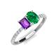 5 - Galina 7x5 mm Emerald Cut Amethyst and 8x6 mm Oval Emerald 2 Stone Duo Ring 
