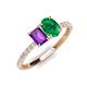 5 - Galina 7x5 mm Emerald Cut Amethyst and 8x6 mm Oval Emerald 2 Stone Duo Ring 