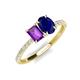 5 - Galina 7x5 mm Emerald Cut Amethyst and 8x6 mm Oval Blue Sapphire 2 Stone Duo Ring 