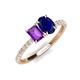 5 - Galina 7x5 mm Emerald Cut Amethyst and 8x6 mm Oval Blue Sapphire 2 Stone Duo Ring 