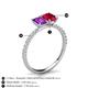 6 - Galina 7x5 mm Emerald Cut Amethyst and 8x6 mm Oval Ruby 2 Stone Duo Ring 