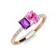 5 - Galina 7x5 mm Emerald Cut Amethyst and 8x6 mm Oval Pink Sapphire 2 Stone Duo Ring 