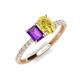 5 - Galina 7x5 mm Emerald Cut Amethyst and 8x6 mm Oval Yellow Sapphire 2 Stone Duo Ring 