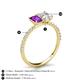 6 - Galina 7x5 mm Emerald Cut Amethyst and 8x6 mm Oval White Sapphire 2 Stone Duo Ring 
