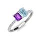 5 - Galina 7x5 mm Emerald Cut Amethyst and 8x6 mm Oval Aquamarine 2 Stone Duo Ring 