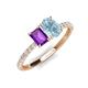 5 - Galina 7x5 mm Emerald Cut Amethyst and 8x6 mm Oval Aquamarine 2 Stone Duo Ring 