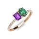 5 - Galina 7x5 mm Emerald Cut Amethyst and 8x6 mm Oval Lab Created Alexandrite 2 Stone Duo Ring 